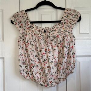 Old Navy Floral Blouse with Red and Green Accents